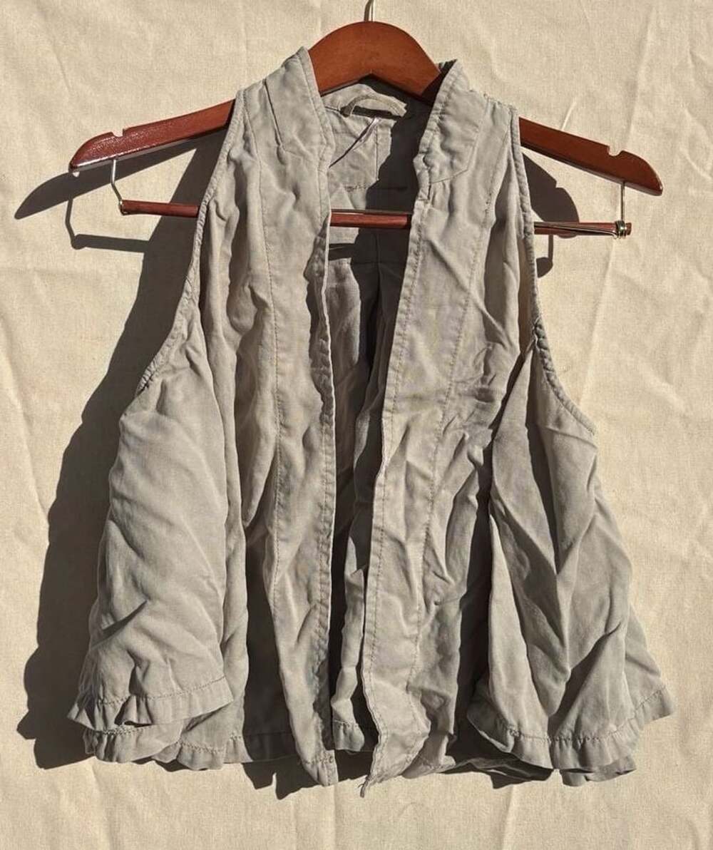 Free People Beige Utility Vest With Buckle Back